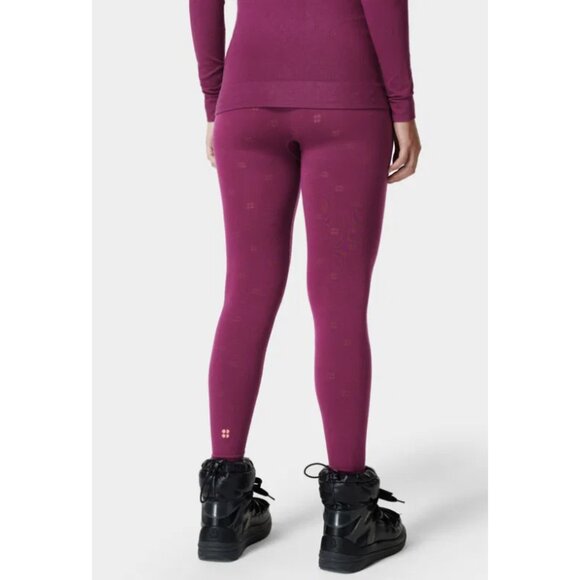 SWEATY BETTY Modal Dot Jacquard Base Layer Leggings in Amaranth Pink - Size S - Picture 2 of 16